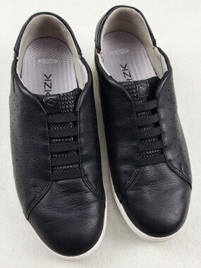 Kizik Miami Hands Free Sneaker Womens 8 Black Leather Casual Slip On Shoe